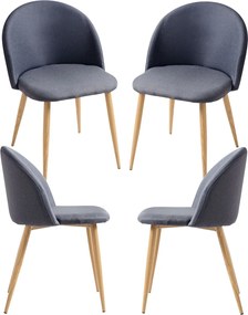 Set 4 Vint Stoffen Stoelen