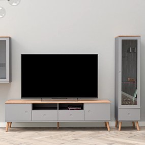 Tenzo Dot Mat Grijs Tv-meubel Met Eiken - 192x43x54cm.