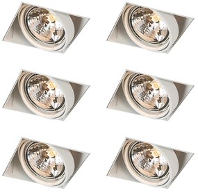 Set van 6 Grote Inbouwspot wit AR111 draai- en kantelbaar trimless - Oneon QR111 / AR111 / G53 Binnenverlichting Lamp