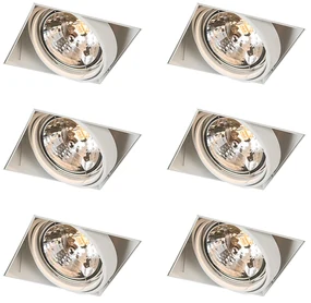 Set van 6 Grote Inbouwspot wit AR111 draai- en kantelbaar trimless - Oneon QR111 / AR111 / G53 Binnenverlichting Lamp