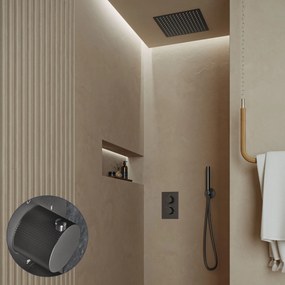 Saniclear Cube Stripes inbouw regendouche met inbouw douchekop 30x30cm verouderd ijzer - gunmetal