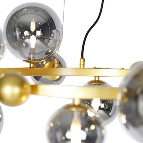 Art Deco hanglamp goud met smoke glas 12-lichts - David Art Deco G9 rond Binnenverlichting Lamp