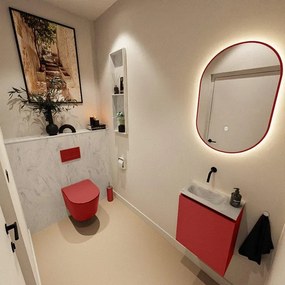 MONDIAZ TURE-DLUX 40cm toiletmeubel Fire. EDEN wastafel Opalo positie links. Zonder kraangat. TUREDX40FIRL0OPA