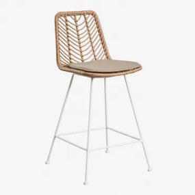 Set Van 2 Hoge Tuinkrukken In Gouda Natural Synthetisch Rotan Natuurlijk & Wit & ↑65 Cm & Bruin - Mokka - Sklum