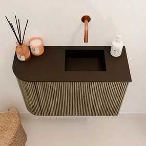 Mondiaz Joya 60cm toiletmeubel ronding links dusk met wastafel faye rechts zonder kraangat urban