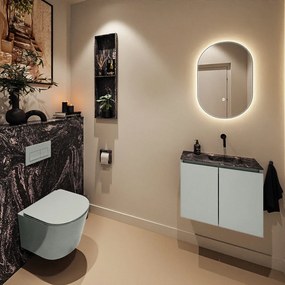 Mondiaz Ture DLux toiletmeubel 60cm greey met wastafel lava rechts zonder kraangat