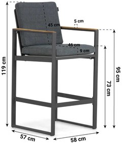 Barstoel Aluminium Grijs-antraciet Lifestyle Garden Furniture Faro