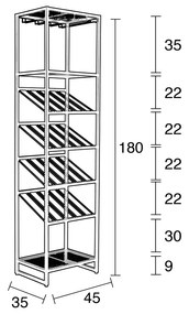 Zuiver Cantor S Zwart Metalen Wijnrek - 45x35x180cm.