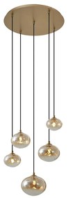 Art Deco hanglamp goud met amber glas - Jia Art Deco G9 bol / globe / rond rond Binnenverlichting Lamp