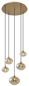 Art Deco hanglamp goud met amber glas - Jia Art Deco G9 bol / globe / rond rond Binnenverlichting Lamp