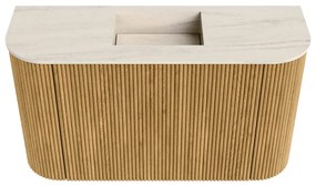 Mondiaz Joya DLux 75cm toiletmeubel ronding links/rechts oak met wastafel faye midden zonder kraangat meli