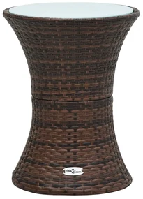 vidaXL Tuinbijzettafel trommelvormig poly rattan bruin