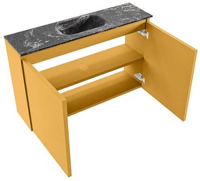 Mondiaz Ture DLux toiletmeubel 80cm ocher met wastafel lava midden met kraangat