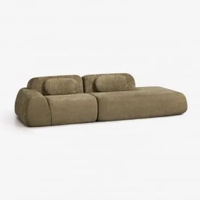 Modulaire Hoekbank Van 2 Delen Met Rechter Divan In Vacuüm Verpakte Chenille Merida Chenille Dik Saliegroen - Sklum