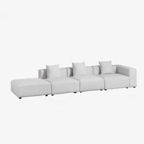 Bruna Modulaire Hoekbank Met Hoge Armleuning En Poef ↔︎450 Cm Stof Gris Glacial - Sklum