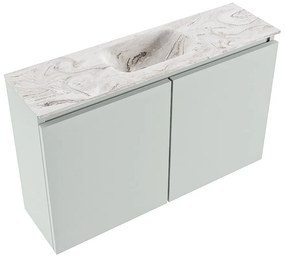 Mondiaz Ture DLux toiletmeubel 80cm greey met wastafel glace midden met kraangat