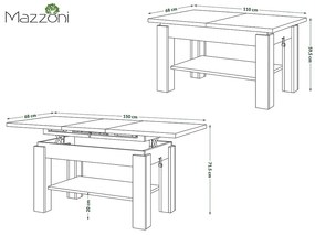 ASTORIA gouden eiken / zwart, uitschuifbare tafel