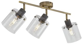 Design plafondspot brons met helder glas 3-lichts - Domo