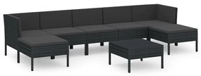 vidaXL 8-delige Loungeset met kussens poly rattan zwart