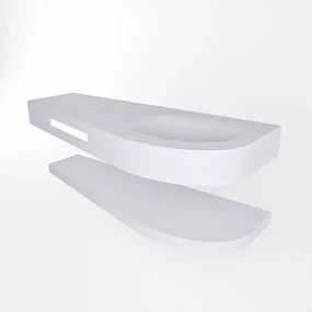 Mondiaz Riva 120cm wastafel met planchet Cale en wastafel rechts 1 kraangaten Cale
