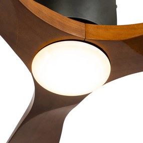 Plafondventilator met lamp zwart met hout 131.5cm incl. LED dimbaar met afstandsbediening - Jerri Modern rond Binnenverlichting Lamp
