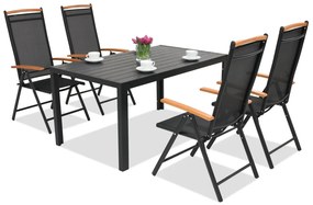 Aluminium tuinmeubelen polywood Verona Wood voor 4 osób Garden Point zwart