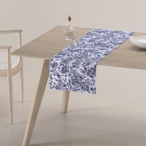 Dekoria Rechthoekige tafelloper, wit-blauw, 40 x 130 cm