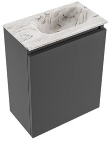 Mondiaz Ture DLux toiletmeubel 40cm dark grey met wastafel glace rechts zonder kraangat