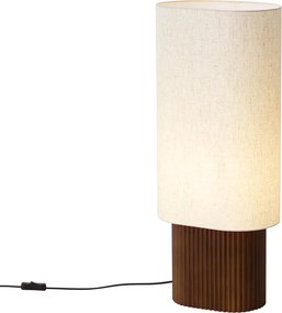 Japandi vloerlamp walnoot hout met stoffen kap 70cm - Lamel