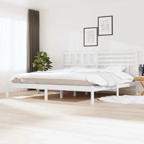 vidaXL Bedframe massief grenenhout wit 200x200 cm