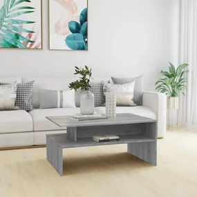 vidaXL Salontafel 90x60x42,5 cm bewerkt hout grijs sonoma eikenkleurig