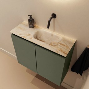 Mondiaz Ture DLux toiletmeubel 60cm army met wastafel frappe rechts zonder kraangat