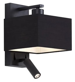 LED Moderne wandlamp zwart vierkant met leeslamp - Puglia Modern E27 Binnenverlichting Lamp