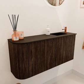 Mondiaz Joya 90cm toiletmeubel ronding links walnut met wastafel faye rechts 1 kraangat urban