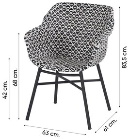 Hartman Delphine dining tuinstoel - Zwart/Wit