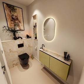 Mondiaz Ture DLux toiletmeubel 100cm oro met wastafel frappe links met kraangat