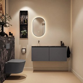 Mondiaz Ture DLux toiletmeubel 120cm dark grey met wastafel lava links zonder kraangat