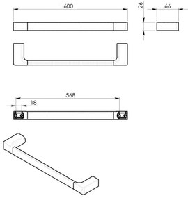 Gedy Pirenei handdoekhouder 60cm mat goud