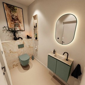 Mondiaz Ture DLux toiletmeubel 60cm army met wastafel frappe midden met kraangat