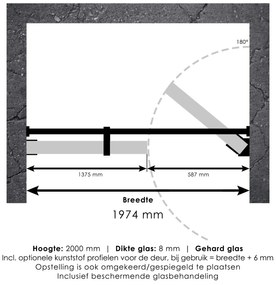 Brauer JC profielloze nisdeur 200cm met 60cm deur goud geborsteld