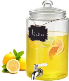 VEVOR Drankdispenser, 3,8L Drankdispenser voor Feesten, Glazen Sapdispenser met RVS Kraan, IJsthee Limonade Sapwaterdispenser, voor Restaurants, Hotels, Feesten