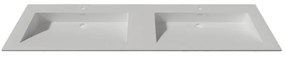 Lambini Designs Flora solid surface wastafel 160cm met kraangaten wit mat