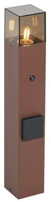 Industriele / Industrie / Industrial buiten paaltje roestbruin met smoke glas 50cm met schemersensor - Denmark Industriele / Industrie / Industrial E27 IP44 Buitenverlichting