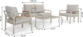 Stoel en Bank Loungeset 4 personen Aluminium Zand/Beige  Domani Furniture Leaf