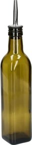Olie/azijnfles, olijfgroen glas, vierkant, 375 ml