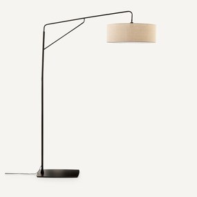 Boogvormige staande lamp in metaal ijzer en linnen, Cinqua