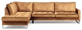 Rivièra Maison - West Houston Corner Sofa Chaise Longue Left, velvet, cognac - Kleur: bruin