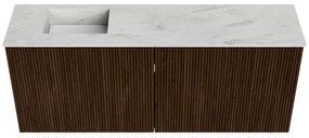Mondiaz Joya DLux 100cm toiletmeubel walnut met wastafel faye links zonder kraangat opalo