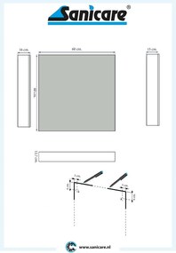 Sanicare Spiegelkast Qlassics Ambiance 60 cm. 1 dubbelzijdige spiegeldeur grey-wood