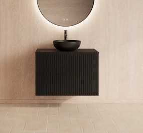 Gliss Design Hybris badkamermeubel met ribbelfront 70cm black veneer